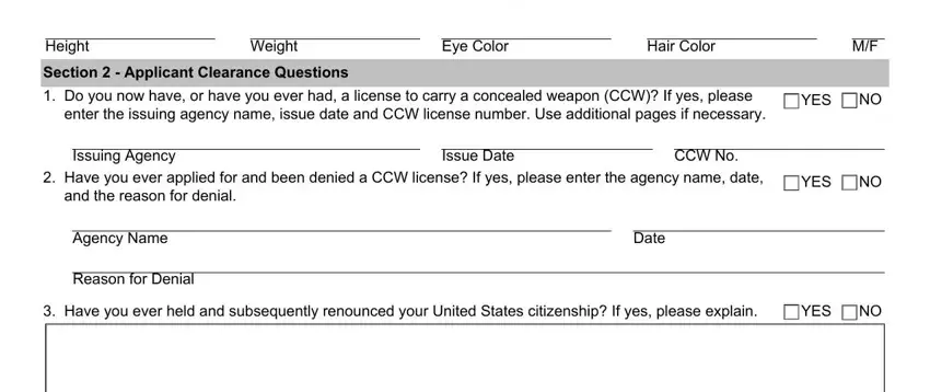 Step no. 2 for filling in application ccw justice