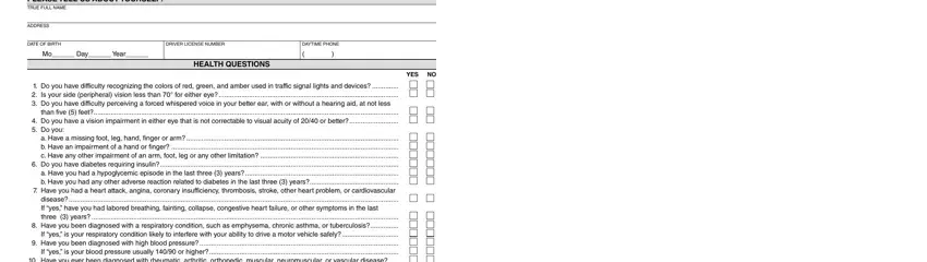 dmv health questionnaire writing process detailed (part 1)