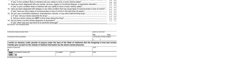 Part no. 2 in submitting dmv health questionnaire
