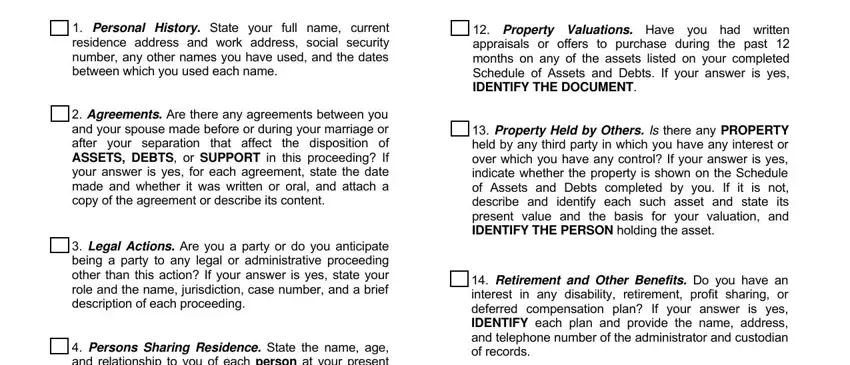 Filling in part 3 in California Form 1292 10