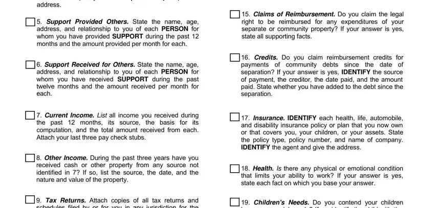 Writing section 4 of California Form 1292 10