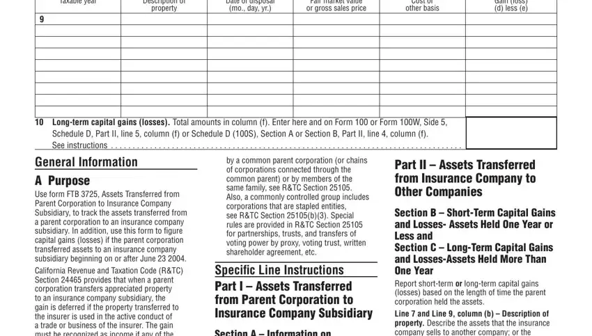Guidelines on how to fill in California Form 3725 part 3