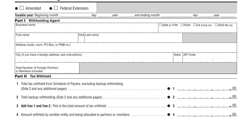 How to fill in California Form 592 F step 1