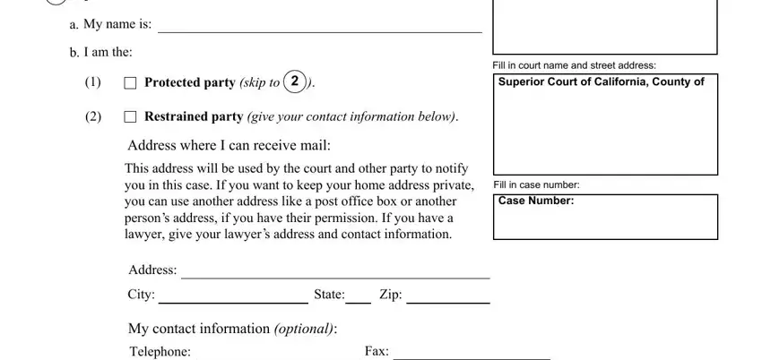 Stage # 1 of filling in ch115 court form