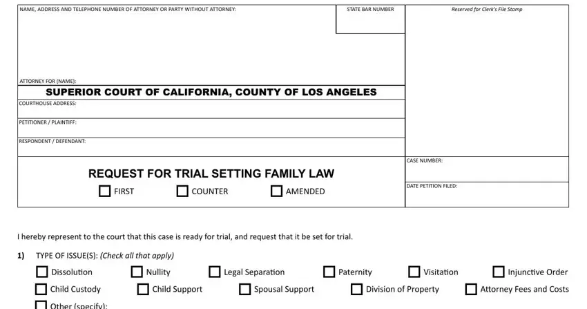 Step number 1 for filling out fam 014 california