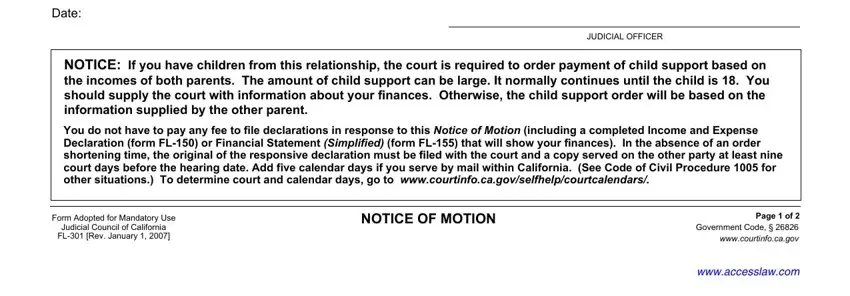 FL Rev January  , NOTICE If you have children from, and NOTICE OF MOTION inside E-MAIL