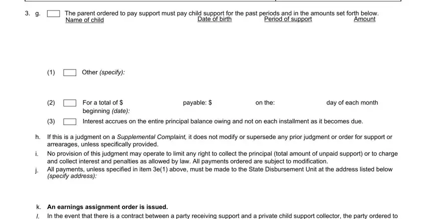 The parent ordered to pay support, For a total of  beginning date, and day of each month in rebutted