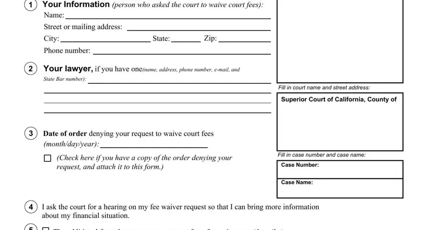 Filling out part 1 in CalCourtForms