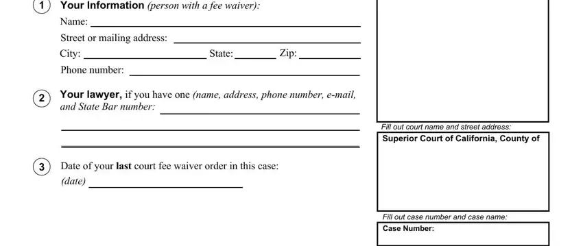 Completing segment 1 in form settlement fw template