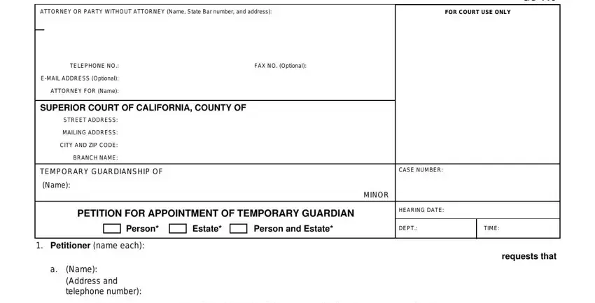 Part # 1 for submitting informal guardianship form california