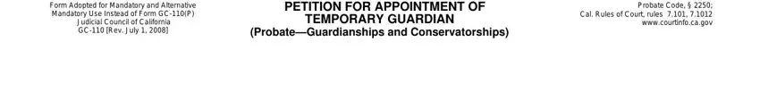 Stage no. 3 in completing informal guardianship form california