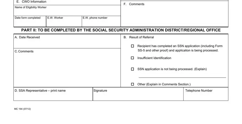 Part number 2 of completing social security referral form