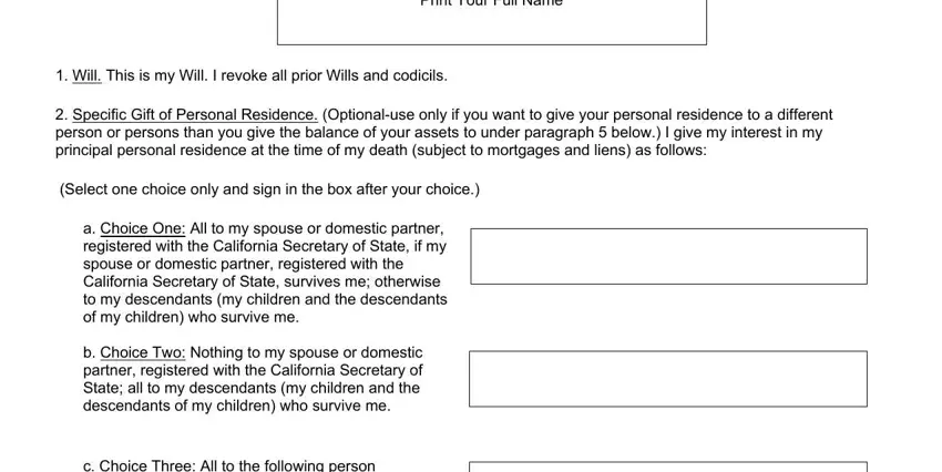 How you can fill out will california form part 1
