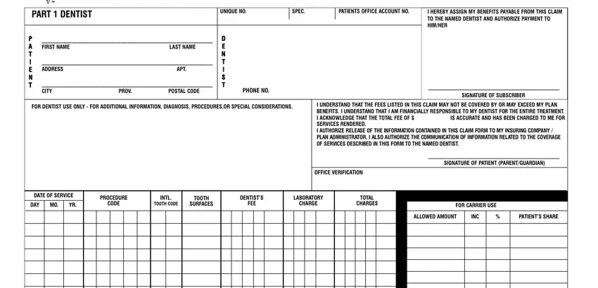 Tips to fill out fillable dental claim form part 1