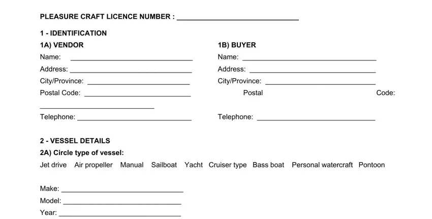 Step number 1 of completing ontario boat bill of sale