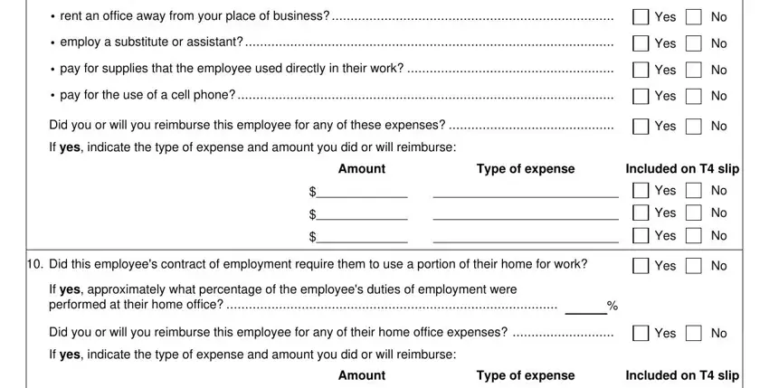 Filling out section 4 of cra form t2200