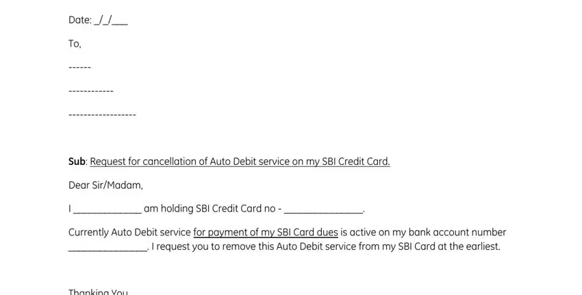 Completing part 1 of sbi auto debit form