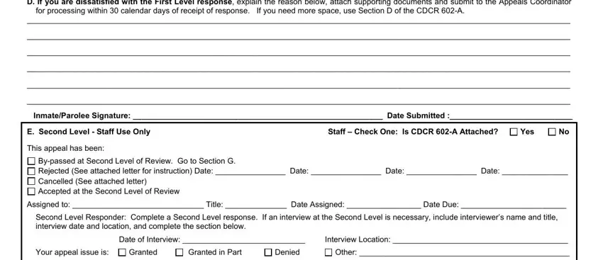 Stage # 3 in filling out cdcr forms
