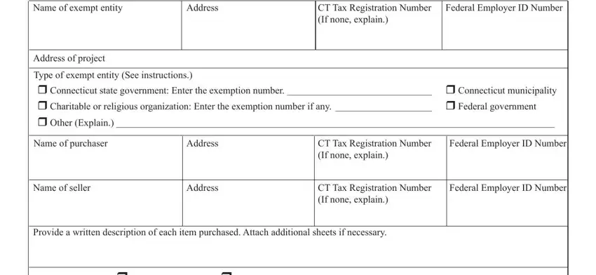 Part # 1 for filling in exempt connecticut conn