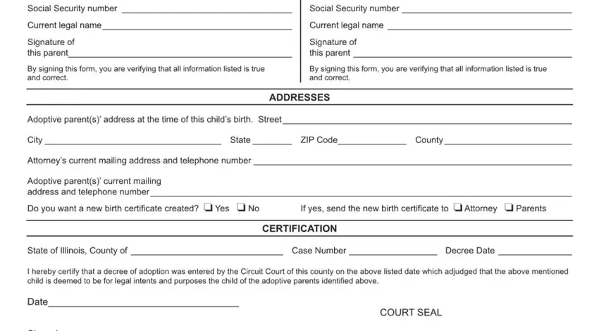 Writing segment 2 in adult adoption forms
