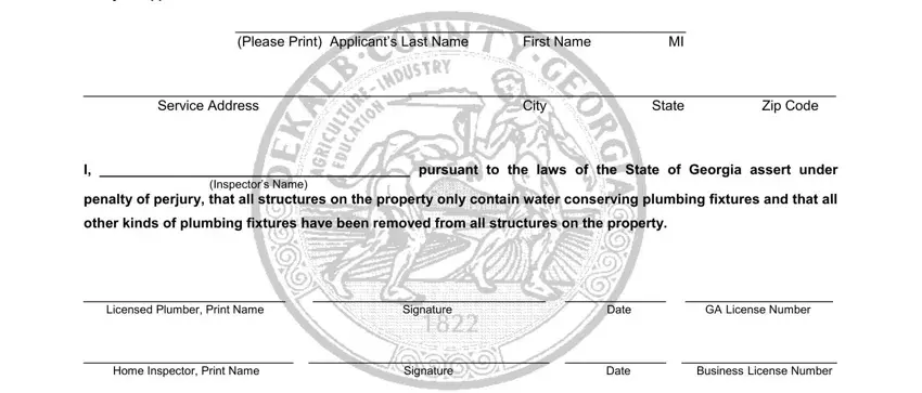 Filling in segment 1 in dekalb county water certificate of compliance