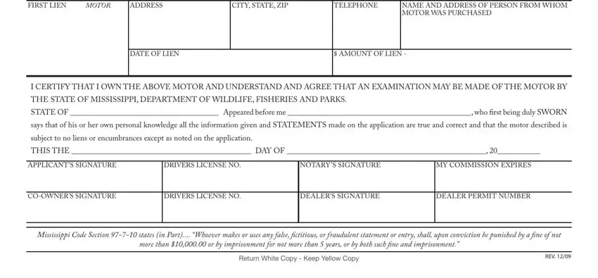 Part # 2 for filling out mississippi vehicle title application form pdf
