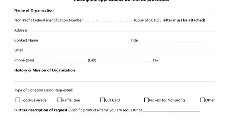 wall mart dobation request applications writing process outlined (stage 1)
