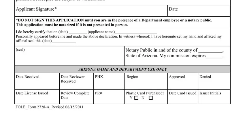 Writing section 2 in arizona game and fish pioneer license