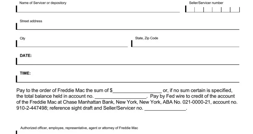 Filling in part 1 of Freddie Mac Form 1062