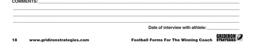 COMMENTS, Date of interview with athlete, and wwwgridironstrategiescom inside football player evaluation form template