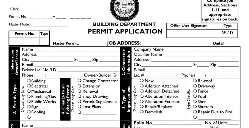 How to fill in city of doral permit application form portion 1