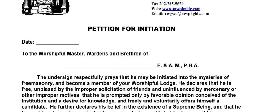 Part # 1 for filling in sc masonic petition form