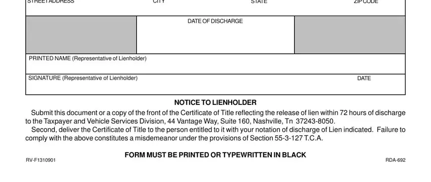 Part number 2 of filling out state of tn lien release