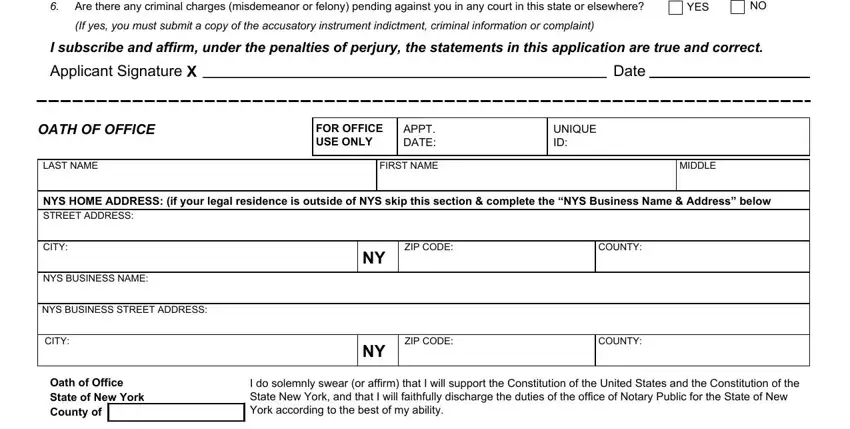 Part no. 2 in filling out become a notary in nys
