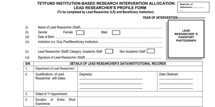 Part number 1 in filling in tetfund grant application form