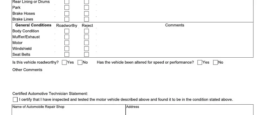 Completing segment 2 of alberta vehicle inspection form printable