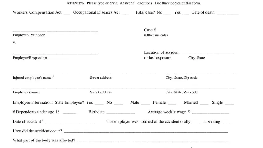 Filling out section 1 of Form Ic1