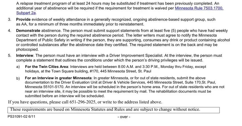 For the Twin Cities Area, Provide evidence of weekly, and For an Interview in greater of Form Ps31091 02