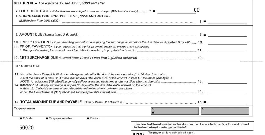 Filling out part 2 of Form 01 142