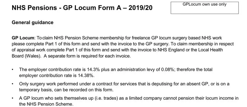 Step number 1 of filling out gp locum pension form a