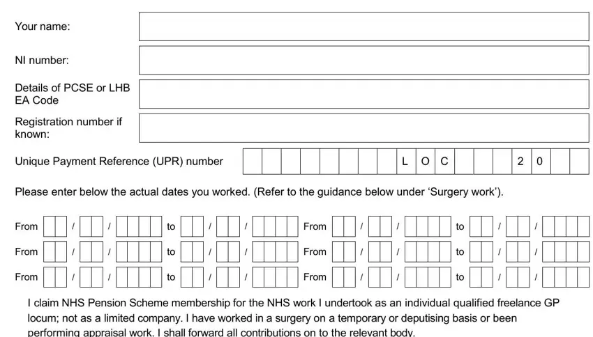Filling in section 2 of gp locum pension form a