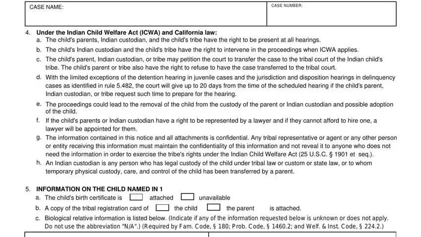 Part no. 4 for completing icwa 020 form