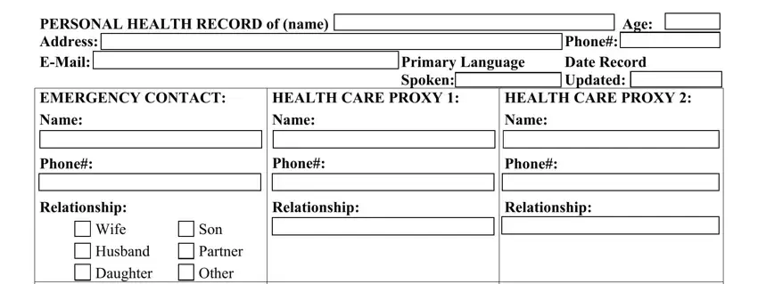 Filling out section 1 in personal record form pdf