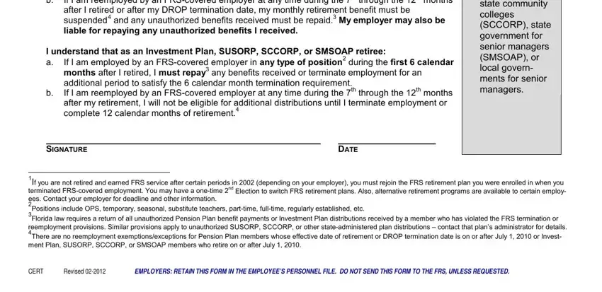 If you are not retired and earned, If I am employed by an FRScovered, and If I am employed by an FRScovered inside florida retirement system certification form