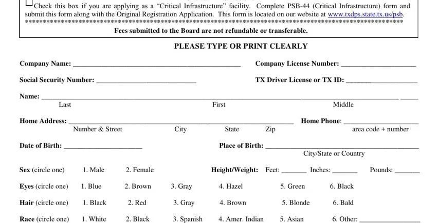 The right way to fill out tx public original commission step 1