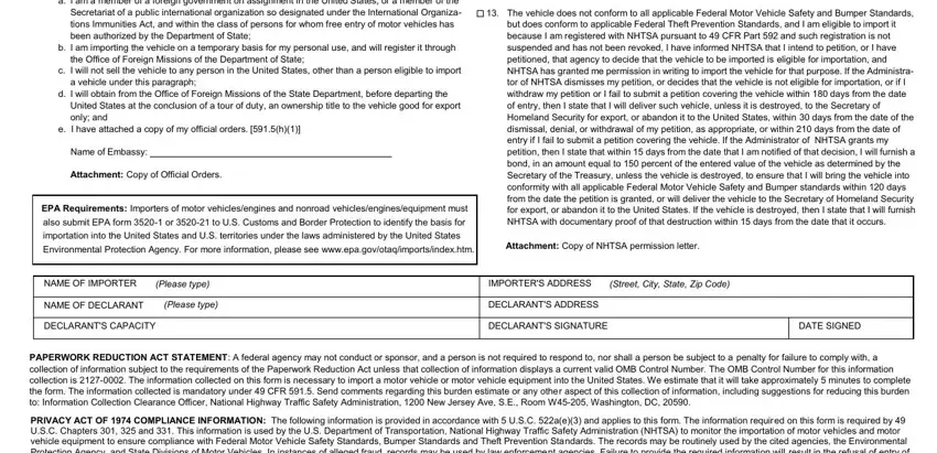 Stage # 3 of filling out dot form hs 7