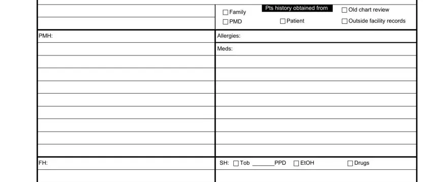 PMD, Patient, and Outside facility records inside internal medicine note template