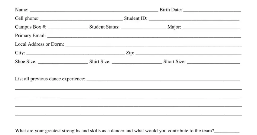 and editable dance class application forms completion process detailed (part 1)