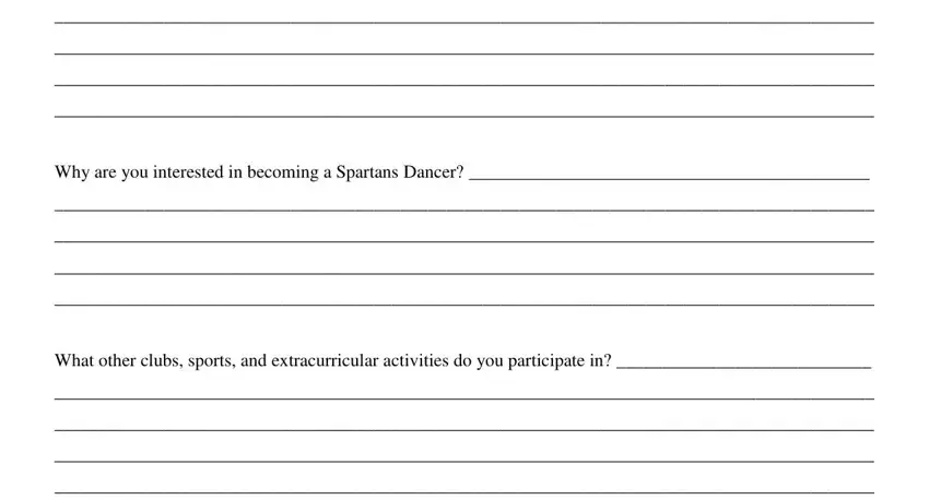 Part no. 2 in filling out and editable dance class application forms