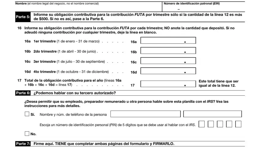 A way to fill out 940 form formulario stage 4